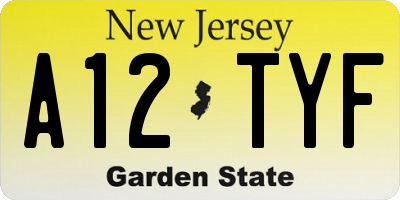 NJ license plate A12TYF
