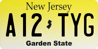 NJ license plate A12TYG