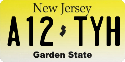 NJ license plate A12TYH