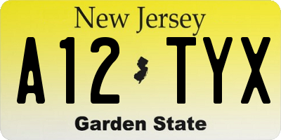 NJ license plate A12TYX