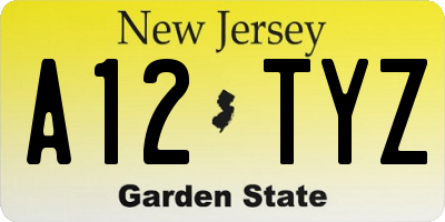 NJ license plate A12TYZ