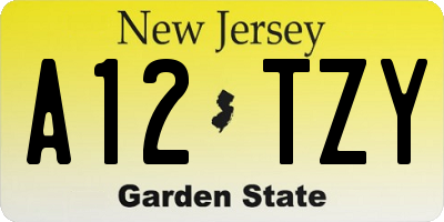 NJ license plate A12TZY