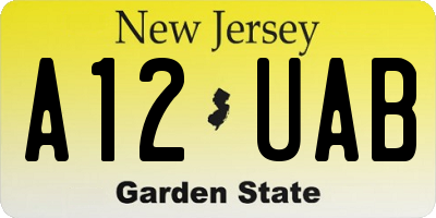 NJ license plate A12UAB