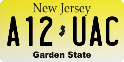 NJ license plate A12UAC