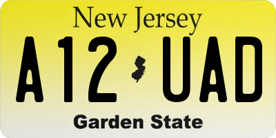 NJ license plate A12UAD