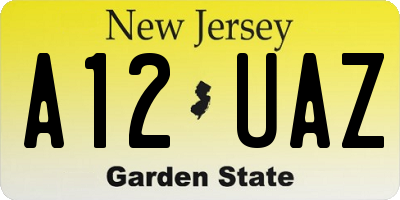 NJ license plate A12UAZ