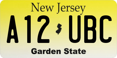 NJ license plate A12UBC