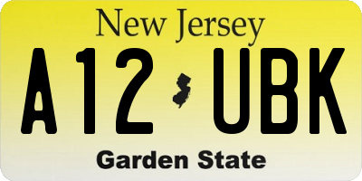 NJ license plate A12UBK
