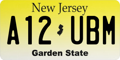 NJ license plate A12UBM