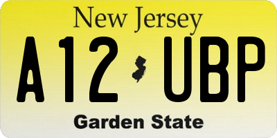 NJ license plate A12UBP