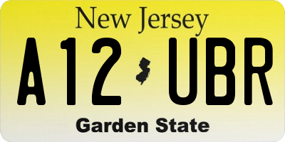 NJ license plate A12UBR
