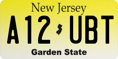 NJ license plate A12UBT