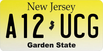 NJ license plate A12UCG