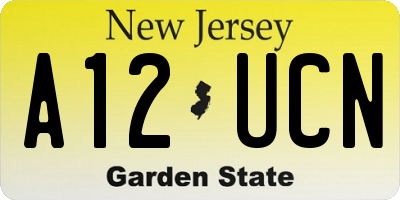 NJ license plate A12UCN