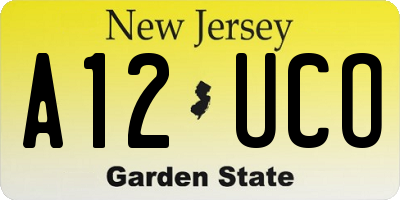 NJ license plate A12UCO