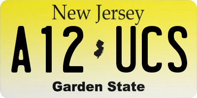 NJ license plate A12UCS