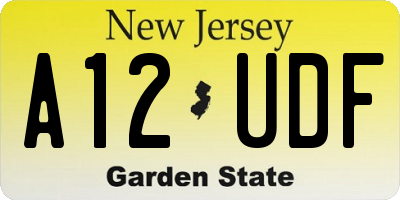 NJ license plate A12UDF