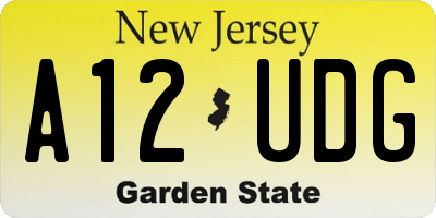 NJ license plate A12UDG