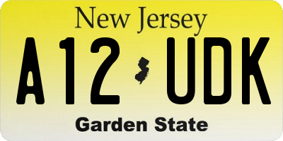 NJ license plate A12UDK