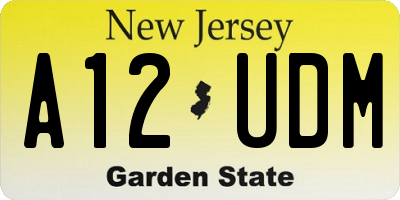 NJ license plate A12UDM