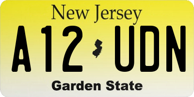 NJ license plate A12UDN