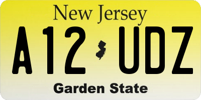 NJ license plate A12UDZ