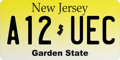 NJ license plate A12UEC