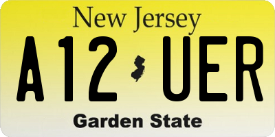 NJ license plate A12UER