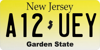 NJ license plate A12UEY