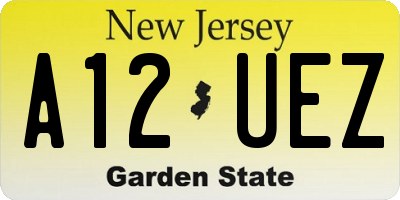 NJ license plate A12UEZ