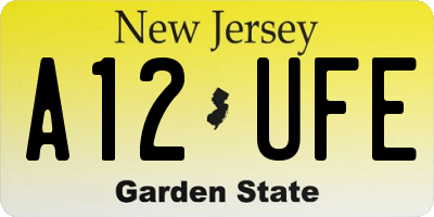 NJ license plate A12UFE