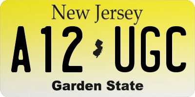 NJ license plate A12UGC