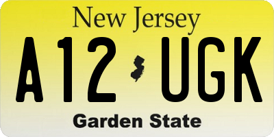 NJ license plate A12UGK
