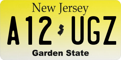 NJ license plate A12UGZ