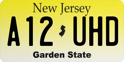 NJ license plate A12UHD