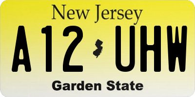 NJ license plate A12UHW
