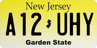 NJ license plate A12UHY