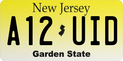 NJ license plate A12UID