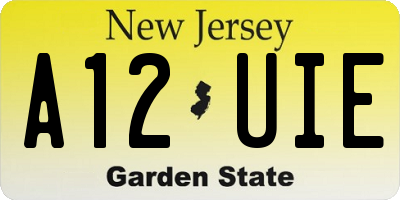 NJ license plate A12UIE