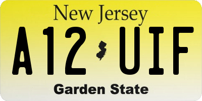NJ license plate A12UIF