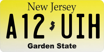 NJ license plate A12UIH