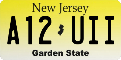 NJ license plate A12UII