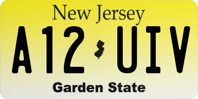NJ license plate A12UIV