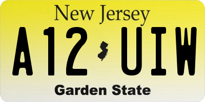 NJ license plate A12UIW