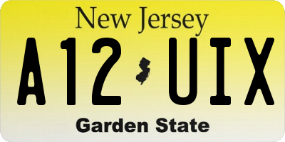 NJ license plate A12UIX