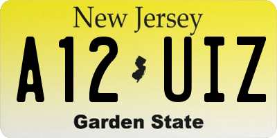 NJ license plate A12UIZ