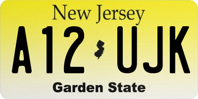 NJ license plate A12UJK