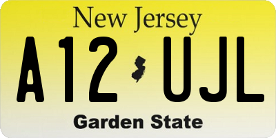 NJ license plate A12UJL