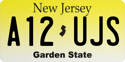 NJ license plate A12UJS