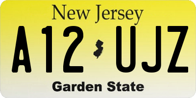 NJ license plate A12UJZ